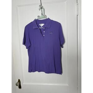 Vintage Izod Club The Greenbrier Purple Cotton Embroidered Polo Shirt Women's M
